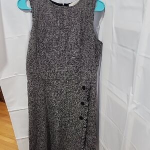 LOFT Gray Black Sheath Midi Dress